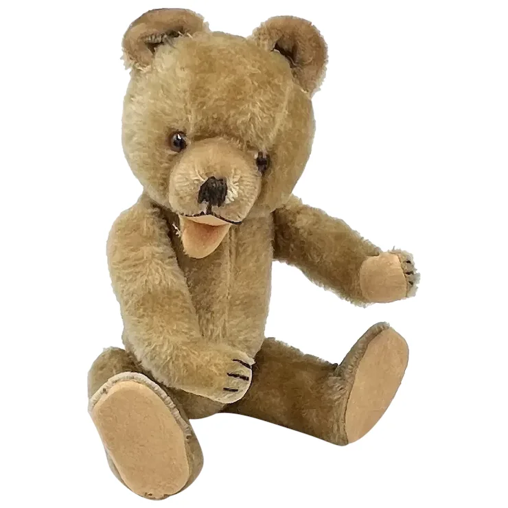 1952 Vintage Hermann Teddy Baby Standing Bear - 12" Tall - Caramel Mohair - Open Mouth 1 1952 Vintage Hermann Teddy Baby Standing Bear - 12" Tall - Caramel Mohair - Open Mouth