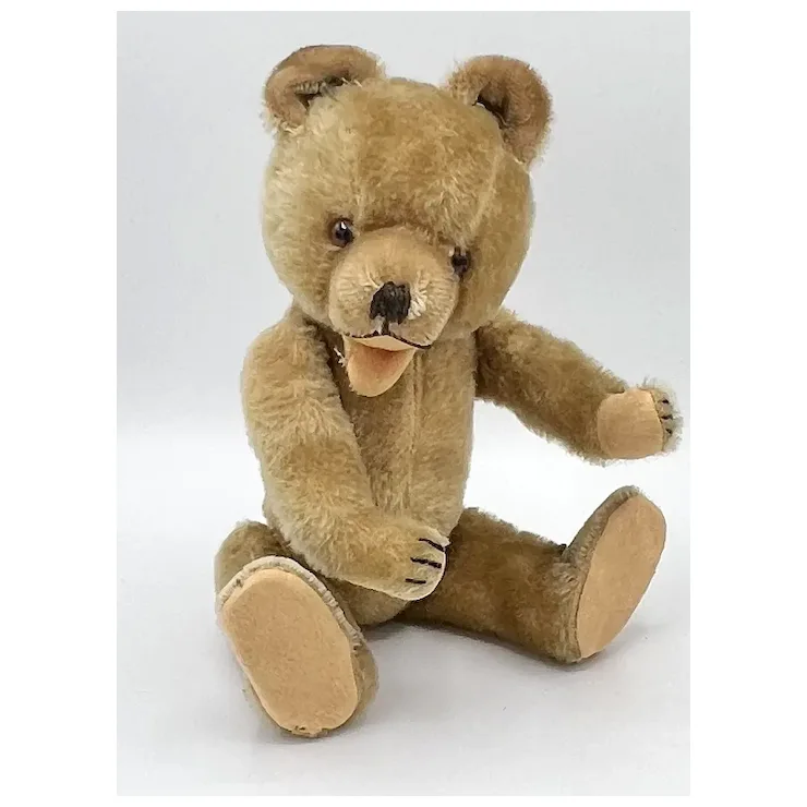 1952 Vintage Hermann Teddy Baby Standing Bear - 12" Tall - Caramel Mohair - Open Mouth 2 1952 Vintage Hermann Teddy Baby Standing Bear - 12" Tall - Caramel Mohair - Open Mouth - Image 2
