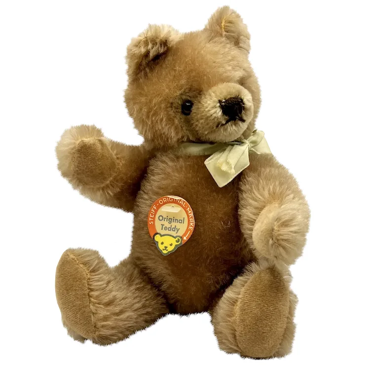 1970 Steiff Original Teddy With Bear Head Chest Tag - 26 Cm/10" Size - Early Heart-faced Original Teddy Bear! 1 1970 Steiff Original Teddy With Bear Head Chest Tag - 26 Cm/10" Size - Early Heart-faced Original Teddy Bear!