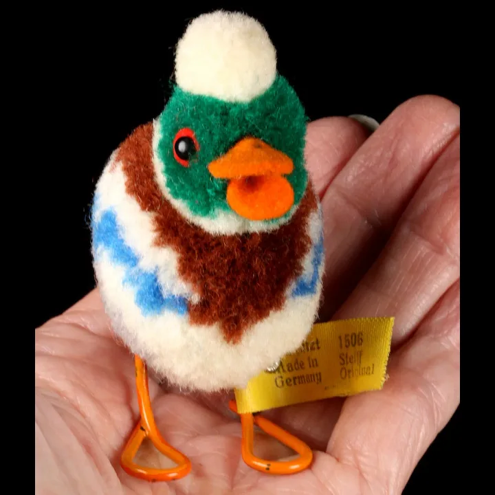 Early 1950s Colorful Steiff Wool Miniature PomPom Drake Duck Bird All ID 8 Early 1950s Colorful Steiff Wool Miniature PomPom Drake Duck Bird All ID - Image 8
