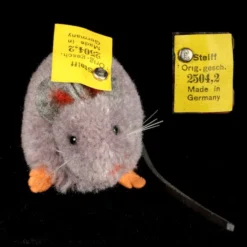 Early Steiff Gray Wool Miniature PomPom Mouse All ID Near Mint 1952 Only!