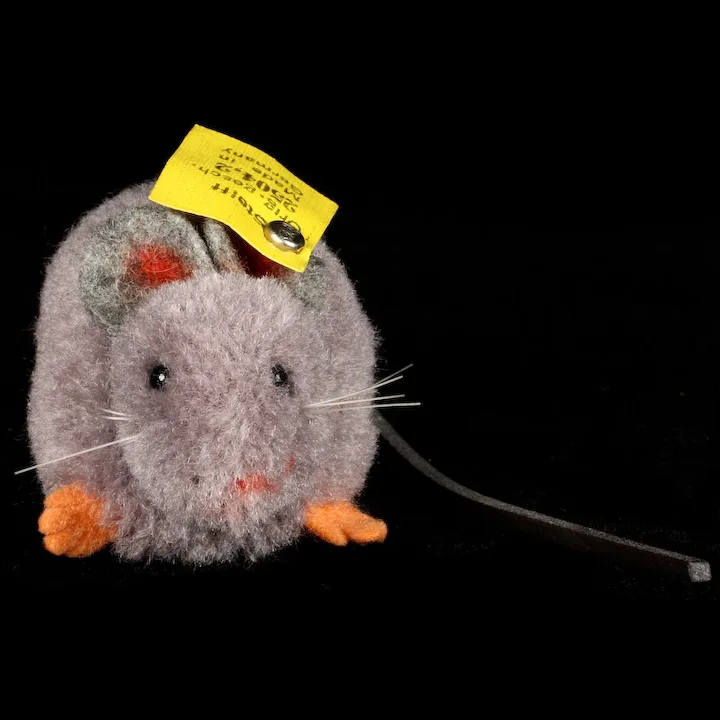 Early Steiff Gray Wool Miniature PomPom Mouse All ID Near Mint 1952 Only! 2 Early Steiff Gray Wool Miniature PomPom Mouse All ID Near Mint 1952 Only! - Image 2