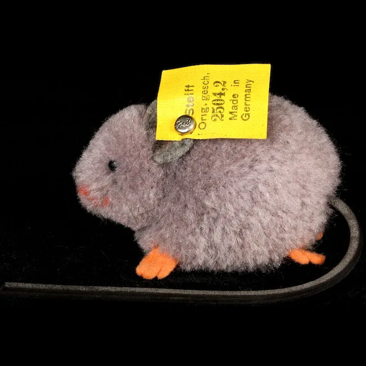 Early Steiff Gray Wool Miniature PomPom Mouse All ID Near Mint 1952 Only! 5 Early Steiff Gray Wool Miniature PomPom Mouse All ID Near Mint 1952 Only! - Image 5