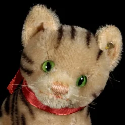 Rare Gray Steiff Seated Tabby Cat Kitten Susi Early Continuous Striping Design ID