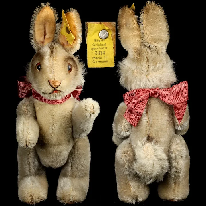 RARE Gray Version Earliest Year Of The Earliest Production Tiny Adorable 5xJointed Steiff Niki Hase Rabbit Bunny 2 IDs 2 RARE Gray Version Earliest Year Of The Earliest Production Tiny Adorable 5xJointed Steiff Niki Hase Rabbit Bunny 2 IDs - Image 2