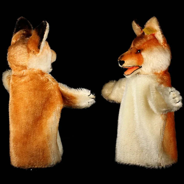 Handsome Steiff 1950s Fox Hand Puppet 2 IDs 6 Handsome Steiff 1950s Fox Hand Puppet 2 IDs - Image 6