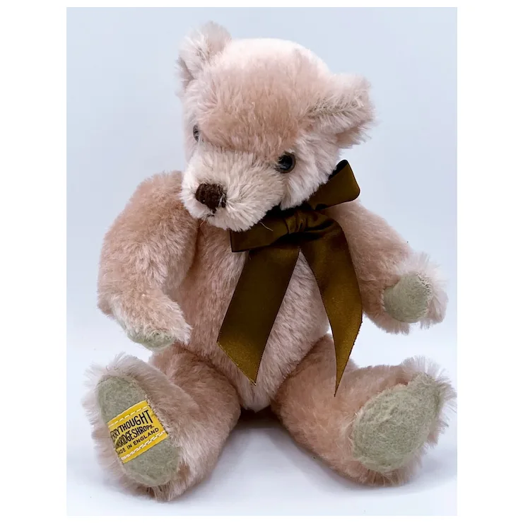 LE Merrythought Oliver Holmes Pink Teddy Bear With ID's - Mohair - 11" - #186 Of 500 - Made In England 3 LE Merrythought Oliver Holmes Pink Teddy Bear With ID's - Mohair - 11" - #186 Of 500 - Made In England - Image 3