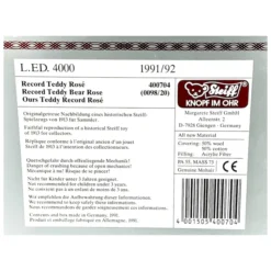 LE Steiff Record Teddy Bear Rose, 1991/1992 Pull Toy On Wheels, 1913 Replica In Box With All ID -Steiff LE Steiff Record Teddy Bear Rose pic 13o 7203a10.10 409a6805 f