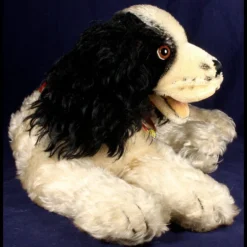 Rare Large Steiff Black And White Reclining Cockie Cocker Spaniel Puppy Dog Happy Open Mouth ID -Steiff Large Steiff Black White Reclining Cockie pic 6o 720 95067ff3 0