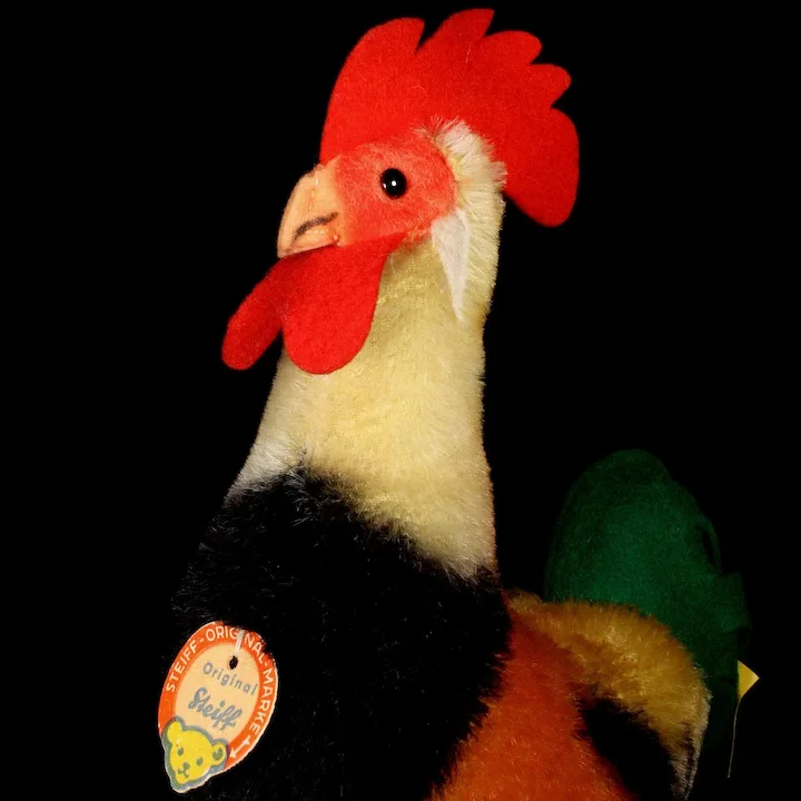 Rare Largest Brother Steiff Felt And Mohair Rooster Hahn Bird All ID 1 Rare Largest Brother Steiff Felt And Mohair Rooster Hahn Bird All ID