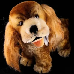Middle Sister Rare Steiff Early Post WWII Model Gold Cockie Cocker Spaniel Puppy Dog W Happy Open Mouth 2 IDs Plus US-Zone Flag