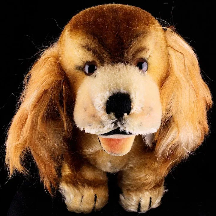 Middle Sister Rare Steiff Early Post WWII Model Gold Cockie Cocker Spaniel Puppy Dog W Happy Open Mouth 2 IDs Plus US-Zone Flag 2 Middle Sister Rare Steiff Early Post WWII Model Gold Cockie Cocker Spaniel Puppy Dog W Happy Open Mouth 2 IDs Plus US-Zone Flag - Image 2