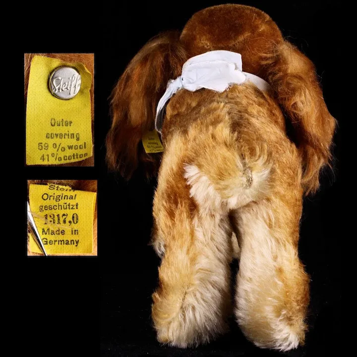 Middle Sister Rare Steiff Early Post WWII Model Gold Cockie Cocker Spaniel Puppy Dog W Happy Open Mouth 2 IDs Plus US-Zone Flag 3 Middle Sister Rare Steiff Early Post WWII Model Gold Cockie Cocker Spaniel Puppy Dog W Happy Open Mouth 2 IDs Plus US-Zone Flag - Image 3