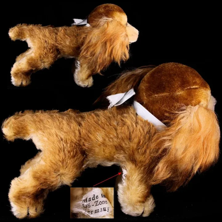 Middle Sister Rare Steiff Early Post WWII Model Gold Cockie Cocker Spaniel Puppy Dog W Happy Open Mouth 2 IDs Plus US-Zone Flag 4 Middle Sister Rare Steiff Early Post WWII Model Gold Cockie Cocker Spaniel Puppy Dog W Happy Open Mouth 2 IDs Plus US-Zone Flag - Image 4