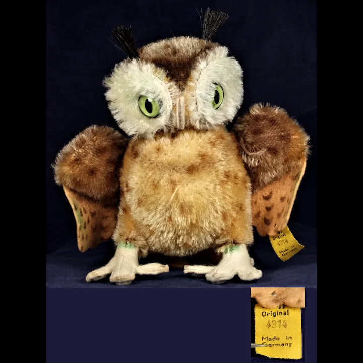 Next To Smallest Sister Earliest Model Steiff Wittie Owl Bird 2 IDs MAGIC EYES Great For Halloween! 2 Next To Smallest Sister Earliest Model Steiff Wittie Owl Bird 2 IDs MAGIC EYES Great For Halloween! - Image 2