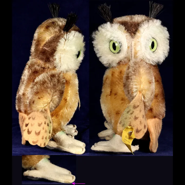 Next To Smallest Sister Earliest Model Steiff Wittie Owl Bird 2 IDs MAGIC EYES Great For Halloween! 5 Next To Smallest Sister Earliest Model Steiff Wittie Owl Bird 2 IDs MAGIC EYES Great For Halloween! - Image 5