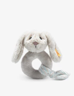 Steiff Soft Cuddly Friends Hoppie Rabbit Woven Toy Rattle 14cm