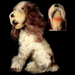 Rare Seated Brown And White Steiff Cockie Cocker Spaniel Puppy Dog 2 IDs 1959 ONLY -Steiff Seated Brown White Steiff Cockie Cocker pic 8o 720 e7a6aa51 0