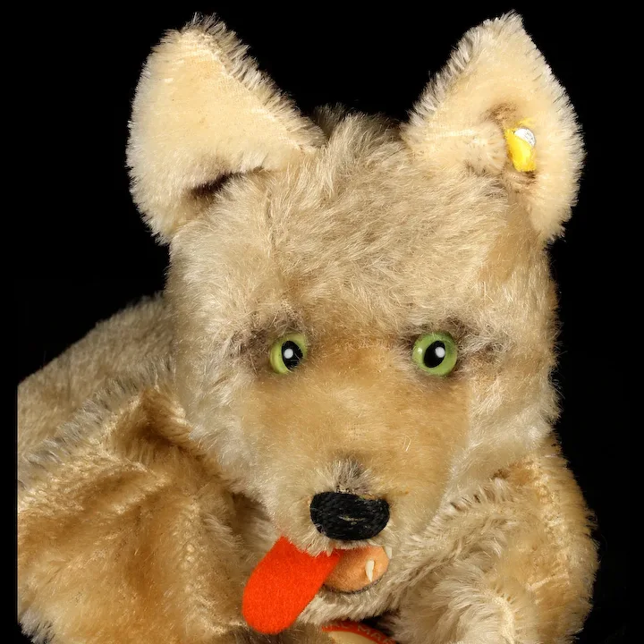 Rare Steiff Loopy Wolf Hand Puppet With Scary Fangs 2+ IDs 1 Rare Steiff Loopy Wolf Hand Puppet With Scary Fangs 2+ IDs