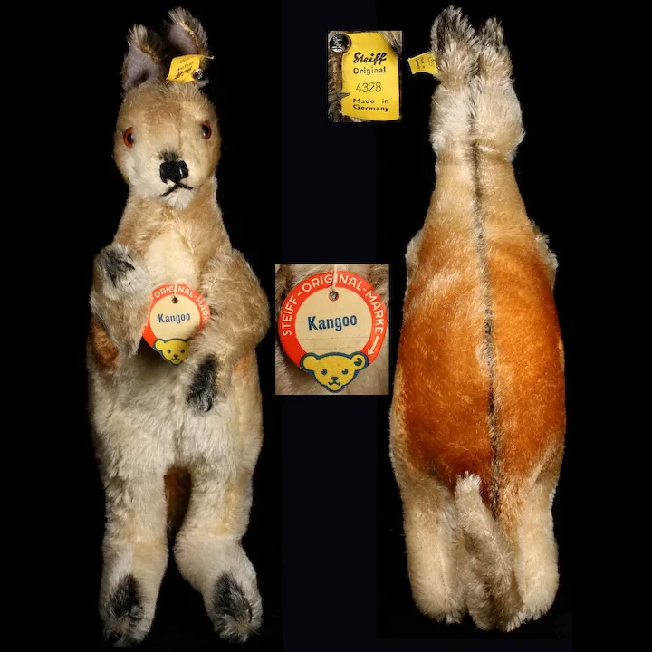 Rare Steiff MALE (No Pouch) Kangoo Kangaroo Poseable Head And Arms All ID 2 Rare Steiff MALE (No Pouch) Kangoo Kangaroo Poseable Head And Arms All ID - Image 2