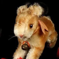 Rare Steiff Pull Toy Rabbit Hase Bunny Wooden Wheels 2 IDs