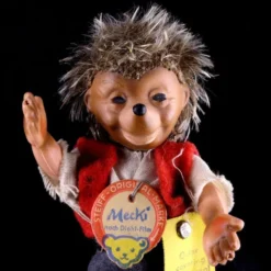 Rare Tiny Steiff Bendable And Poseable Miniature Mecki Hedgehog Doll As A Boy All ID '61-'64 Only
