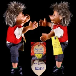 Rare Tiny Steiff Bendable And Poseable Miniature Mecki Hedgehog Doll As A Boy All ID '61-'64 Only -Steiff Tiny Steiff Bendable Poseable Miniature Mecki pic 3o 720 00000000 0