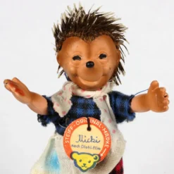 Rare Tiny Steiff Bendable And Poseable Miniature Micki Hedgehog Doll As A Girl All ID '61-'64 Only