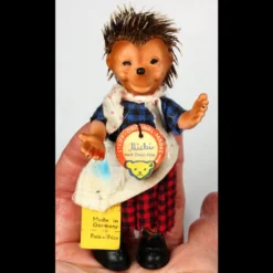 Rare Tiny Steiff Bendable And Poseable Miniature Micki Hedgehog Doll As A Girl All ID '61-'64 Only -Steiff Tiny Steiff Bendable Poseable Miniature Micki pic 5o 720 00000000 0