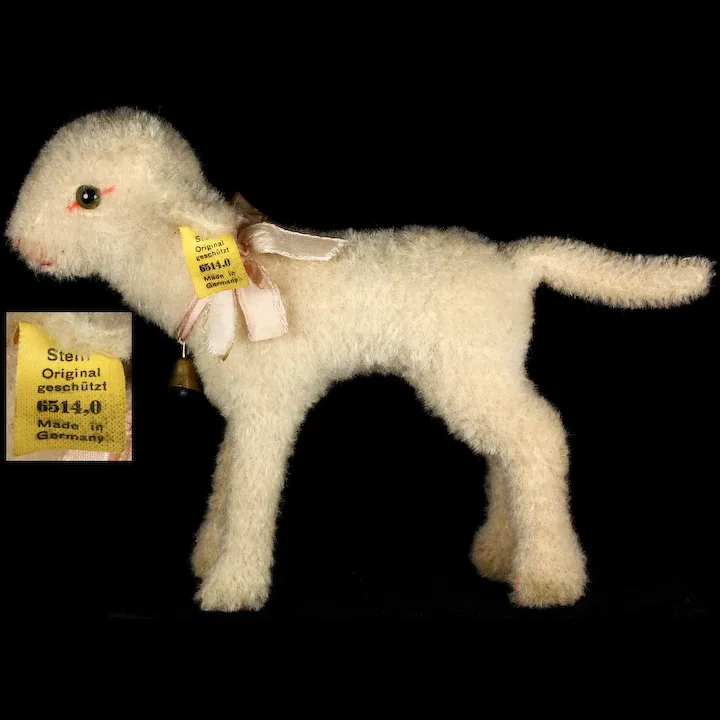 RARE Uncatalogued Early 1950s Steiff Wool Plush Baby Lamb Lamm 1930s Shape All ID 4 RARE Uncatalogued Early 1950s Steiff Wool Plush Baby Lamb Lamm 1930s Shape All ID - Image 4