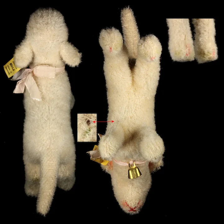 RARE Uncatalogued Early 1950s Steiff Wool Plush Baby Lamb Lamm 1930s Shape All ID 5 RARE Uncatalogued Early 1950s Steiff Wool Plush Baby Lamb Lamm 1930s Shape All ID - Image 5