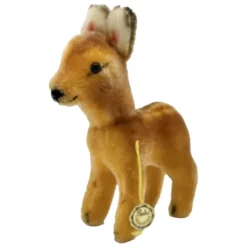 Vintage Baki Fawn Young Deer With ID Tag - 6 1/2" Tall - Mohair - Very Cute, Lovely Condition
