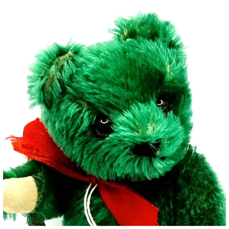 Vintage Grisly GREEN Teddy Bear With All ID - 15 Cm / 6" - Miniature Mohair 5-way Jointed Teddy - 400/15 6 Vintage Grisly GREEN Teddy Bear With All ID - 15 Cm / 6" - Miniature Mohair 5-way Jointed Teddy - 400/15 - Image 6