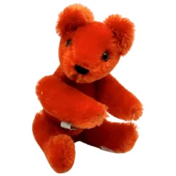 Vintage Grisly Miniature RED Teddy Bear With ID - 12 Cm - 5-way Jointed