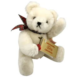 Vintage Hermann Teddy Original Bear With All ID - 20 Cm / 8 In- White Mohair