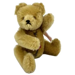 Vintage Miniature Hermann Original Teddy With ID - 15 Cm / 6" - Gold Mohair - Chest Tag / Arm Tag