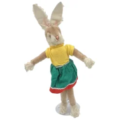 Vintage Schuco Bigo Bello Girl Dressed Rabbit with ID - 45 Cm / 18" - Lovely Mohair Bunny Doll