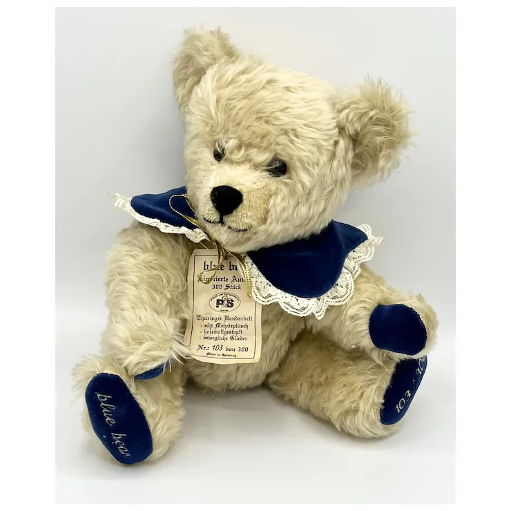 Vintage "Blue Bear" Teddy Bear - Plush & Stoffspielwaren Germany - 12" - Limited Edition - Mohair 3 Vintage "Blue Bear" Teddy Bear - Plush & Stoffspielwaren Germany - 12" - Limited Edition - Mohair - Image 3