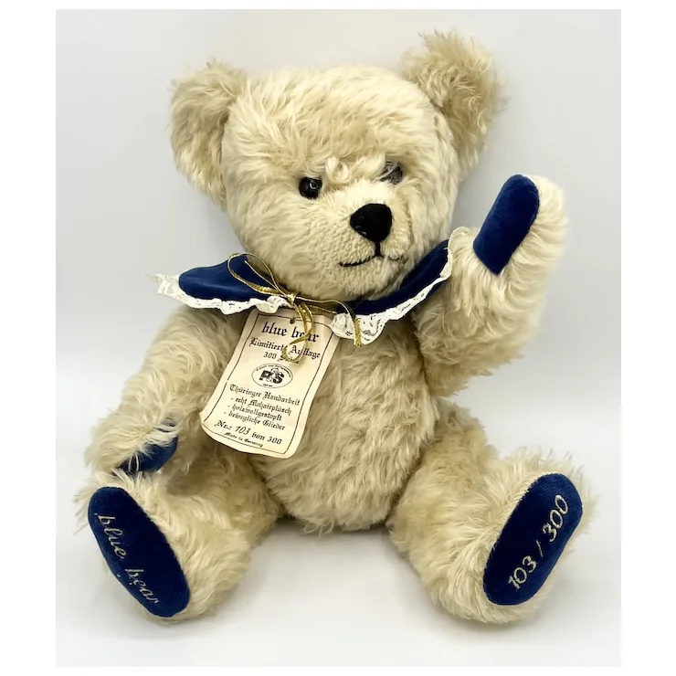 Vintage "Blue Bear" Teddy Bear - Plush & Stoffspielwaren Germany - 12" - Limited Edition - Mohair 6 Vintage "Blue Bear" Teddy Bear - Plush & Stoffspielwaren Germany - 12" - Limited Edition - Mohair - Image 6